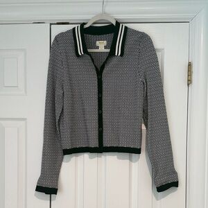 Anthropologie Black and White Patterned Cardigan Size M